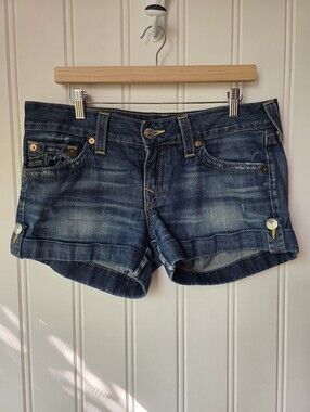 True Religion Jess Low Rise Denim Cuffed Jean Shorts Summer Size 31
